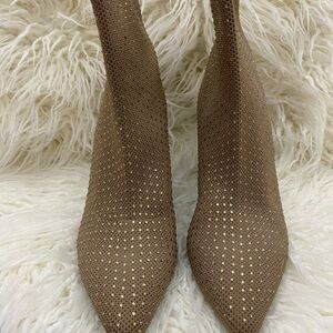 Elegant Beige with gold bling Women's Pull-On Bootie 8.5